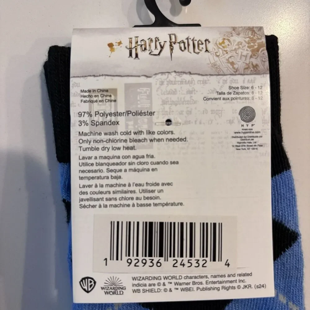 Harry Potter House Crest Argyle Pattern Crew Socks Set Of 2 Slytherin Ravenclaw